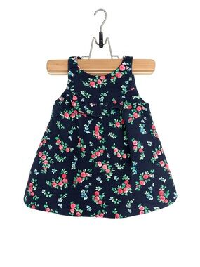 3/$25 Floral Corduroy Ruffle Dress - The Gap- 3-6M - Baby Girl - Navy and Pink
